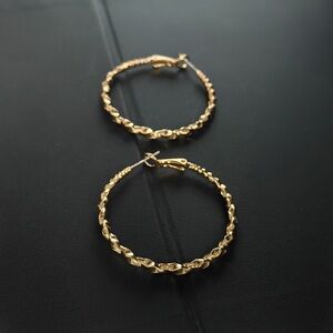 Gold Faceted Hoop Earrings - Women's Jewelry